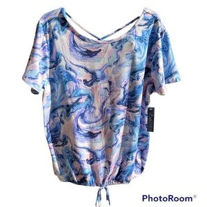 NWT  Scarlett blue and pink marbled blouse